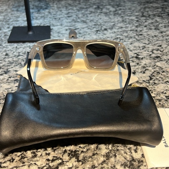 Balenciaga exotic lizard, sunglasses/gray with case that doubles as a clutch. main image 4